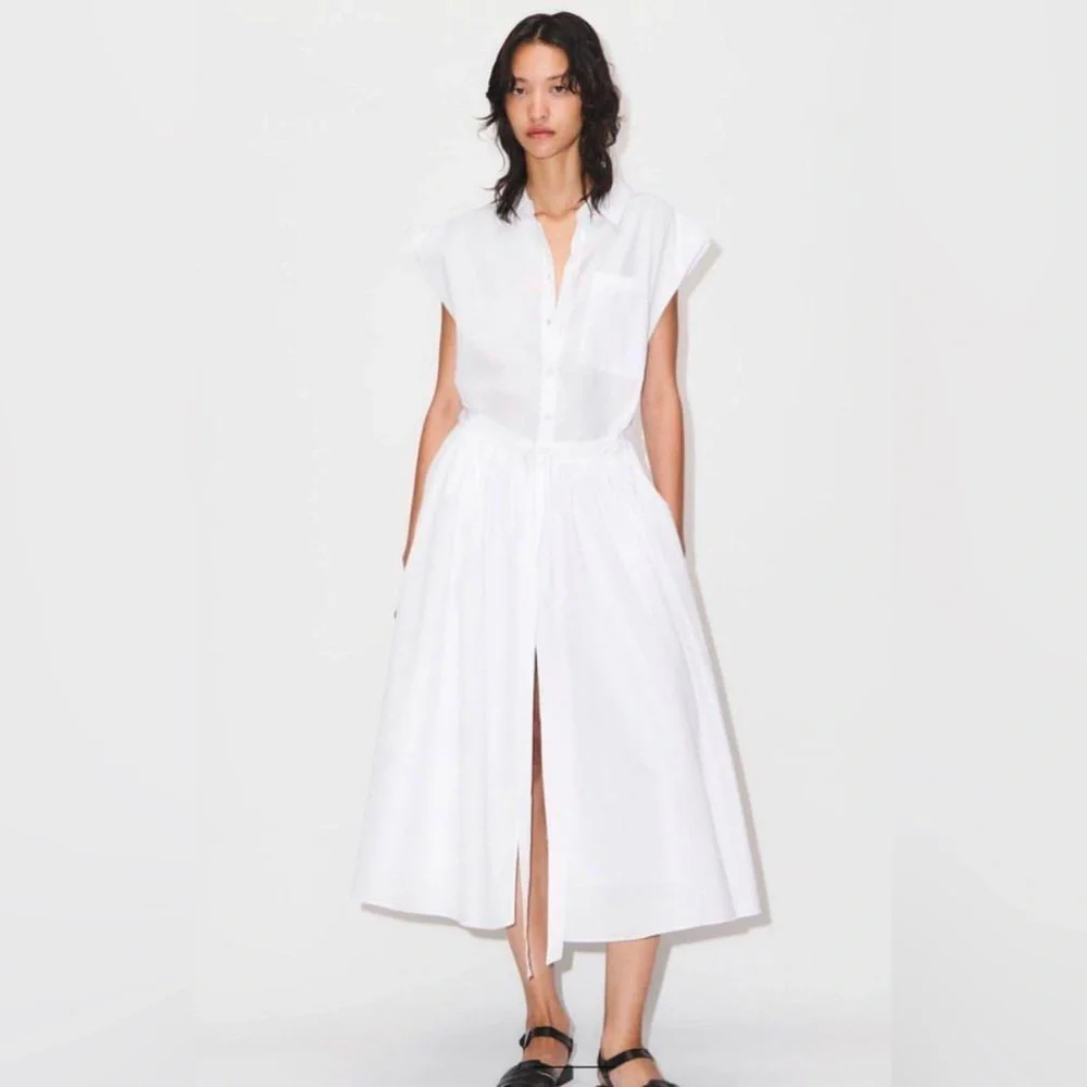 ZARA ~ Cotton Blends Sleeveless Split Midi Dress - Picture 3 of 10